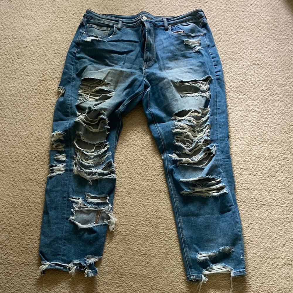 AMERICAN EAGLE Distressed Blue WOMENS Jeans SIZE 18
